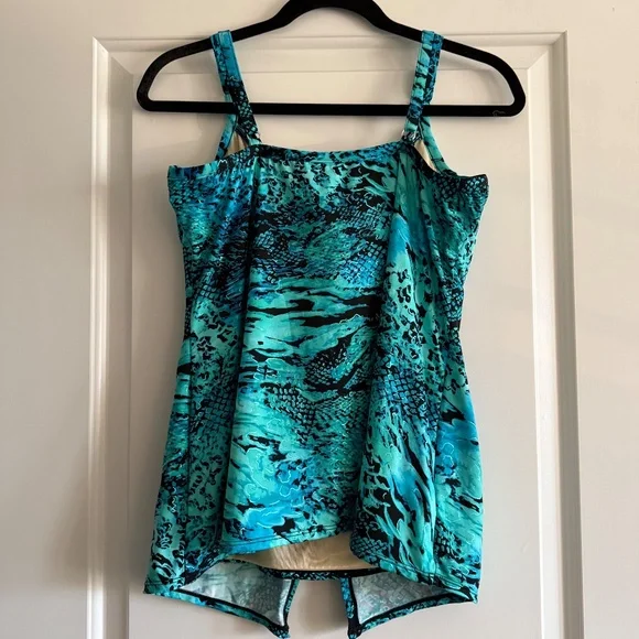 Miraclesuit Off The Scales Love Knot Tankini Swimsuit Top size 12 - Picture 3 of 13